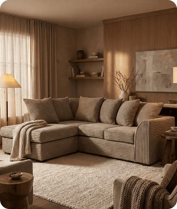 Oxford Caramel  Fabric LHC Corner Sofa