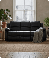 York Black Leather Electric Recliner 3 Seater Sofa - Sofa-Direct