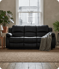 York Black Leather Electric Recliner 3 Seater Sofa - Sofa-Direct