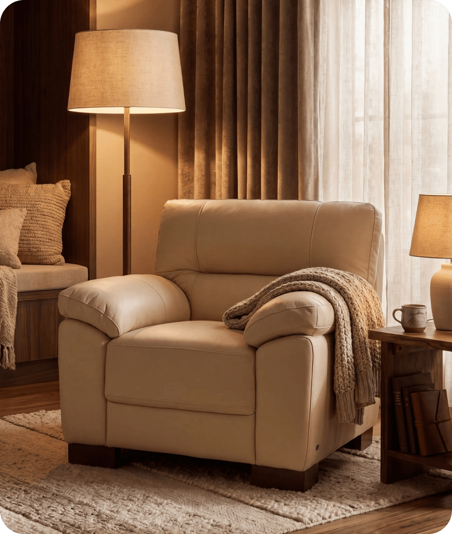 Dalmore Genuine Leather Cream Armchair