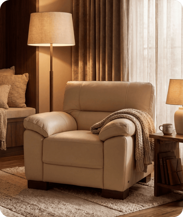 Dalmore Genuine Leather Cream Armchair