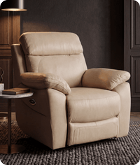 Torino Genuine Leather Cream Electric Power Recliner Armchair