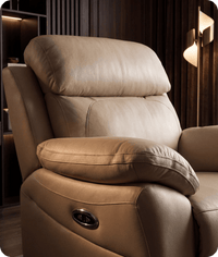 Torino Genuine Leather Cream Electric Power Recliner Armchair