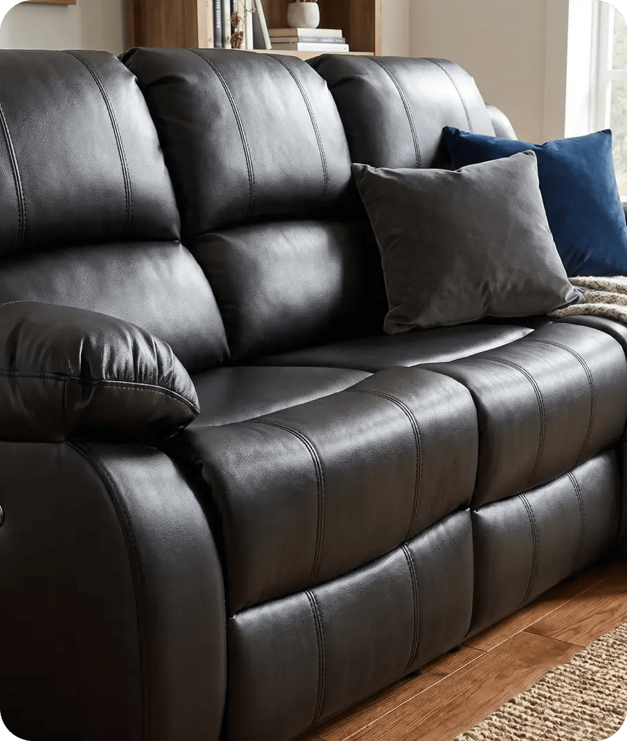 York Black Leather Electric Recliner 3 Seater Sofa - Sofa-Direct
