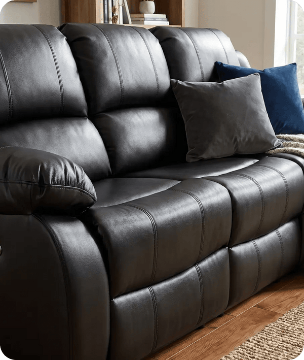 York Black Leather Electric Recliner 3 Seater Sofa - Sofa-Direct