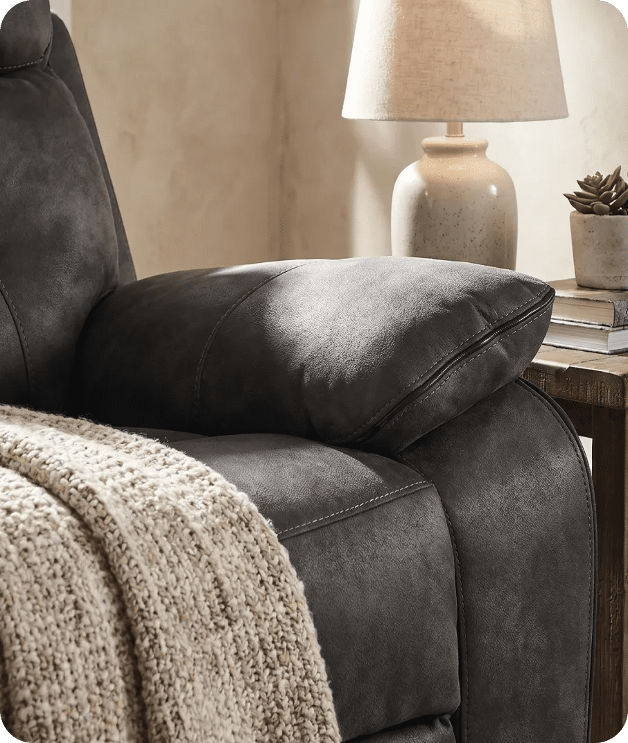 foster-dark-grey-fabric-electric-recliner-armchair-close-up-detail