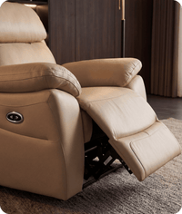 Torino Genuine Leather Cream Electric Power Recliner Armchair