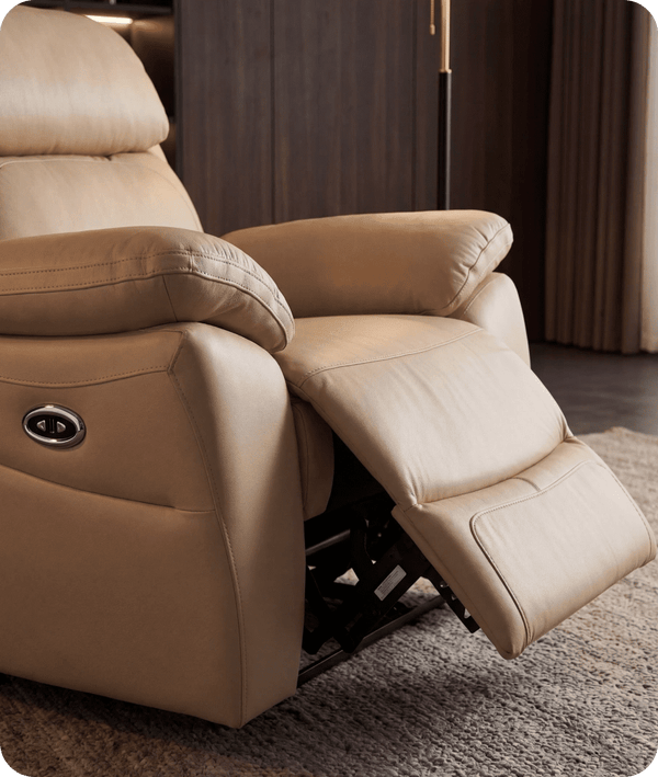 Torino Genuine Leather Cream Electric Power Recliner Armchair