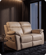 Torino Genuine Leather Cream Electric Power Recliner 2 Seater Sofa