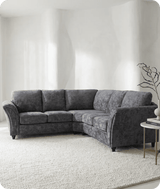 Canterbury Grey Fabric High Back Corner Sofa
