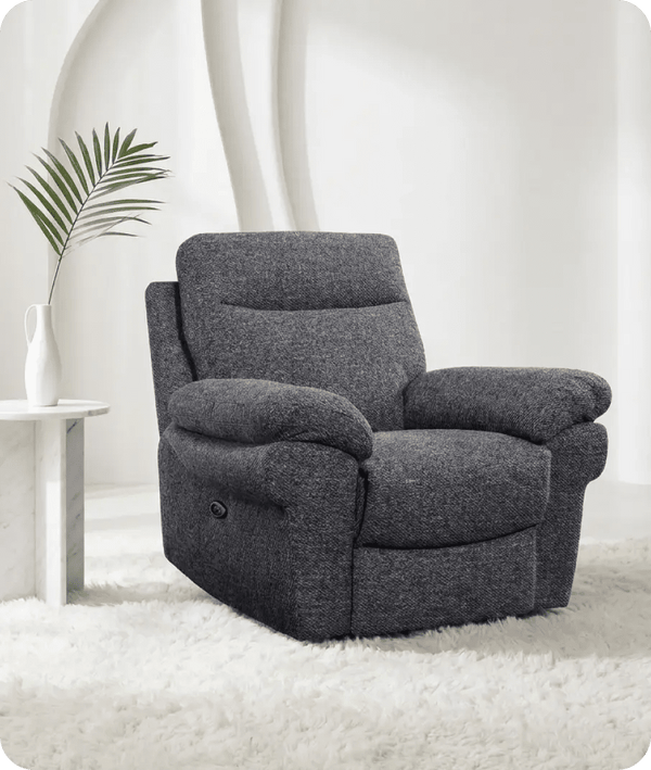 Lunaro Grey Fabric Electric Recliner Armchair