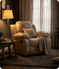 York Cream Leather Manual Recliner Armchair - Sofa-Direct
