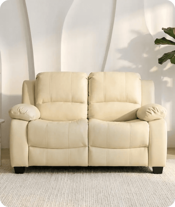 Veloura Cream Leather 2 Seater Sofa