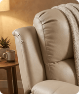 York Cream Leather Manual Recliner Armchair - Sofa-Direct