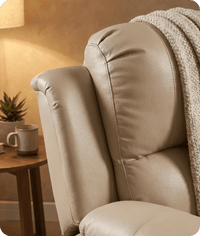York Cream Leather Manual Recliner Armchair - Sofa-Direct