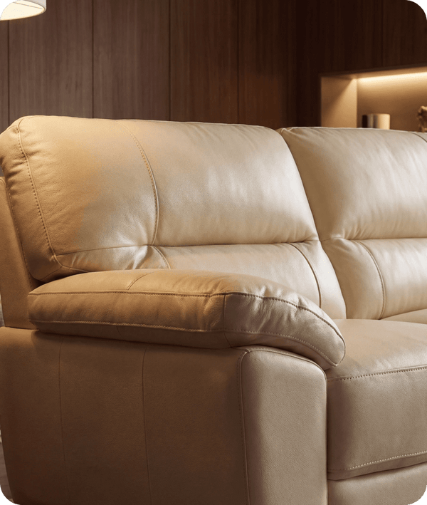 Dalmore Genuine Leather Cream 2 Seater Sofa