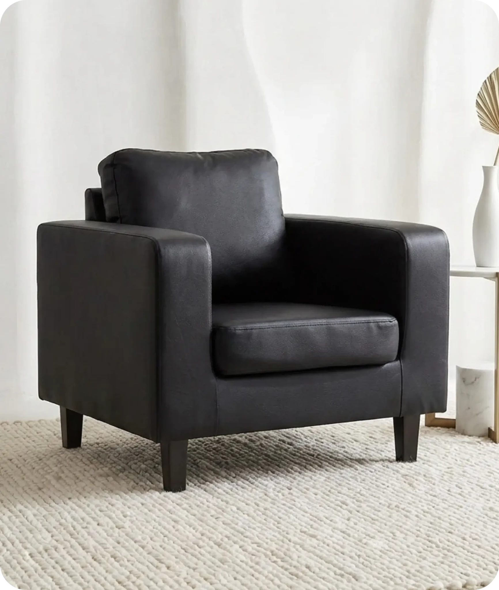 Nova Black  Leather Armchair