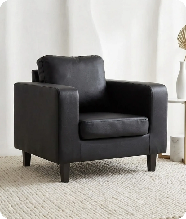 Nova Black  Leather Armchair