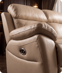 Torino Genuine Leather Cream Electric Power Recliner 2 Seater Sofa