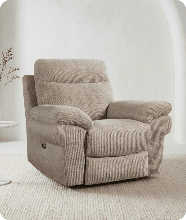Lunaro Beige Fabric Electric Recliner Armchair