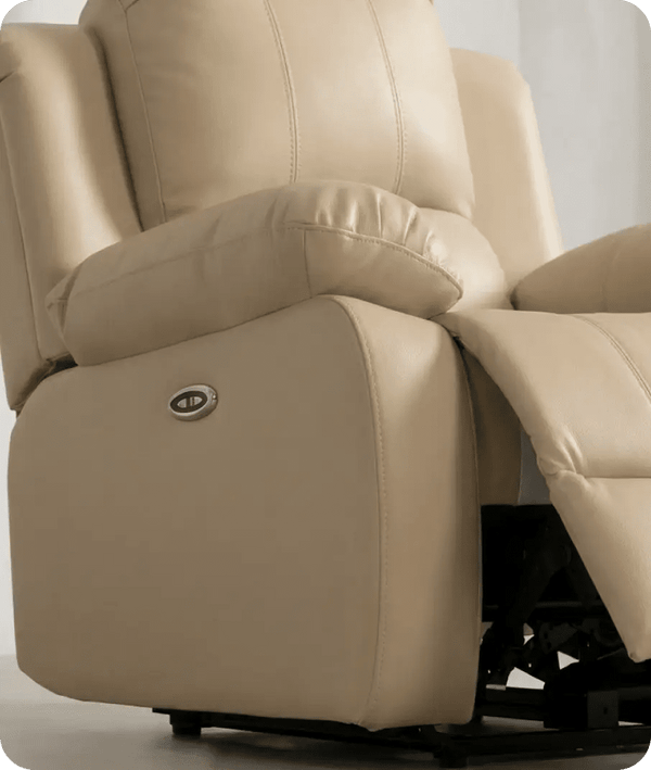 York Cream Leather Electric Recliner Chair