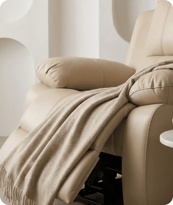 York Cream Leather Electric Recliner Chair