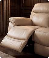 Torino Genuine Leather Cream Electric Power Recliner 2 Seater Sofa