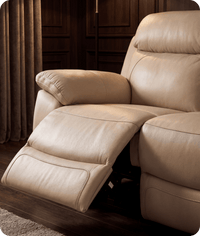Torino Genuine Leather Cream Electric Power Recliner 2 Seater Sofa