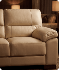 Dalmore Genuine Leather Cream 2 Seater Sofa