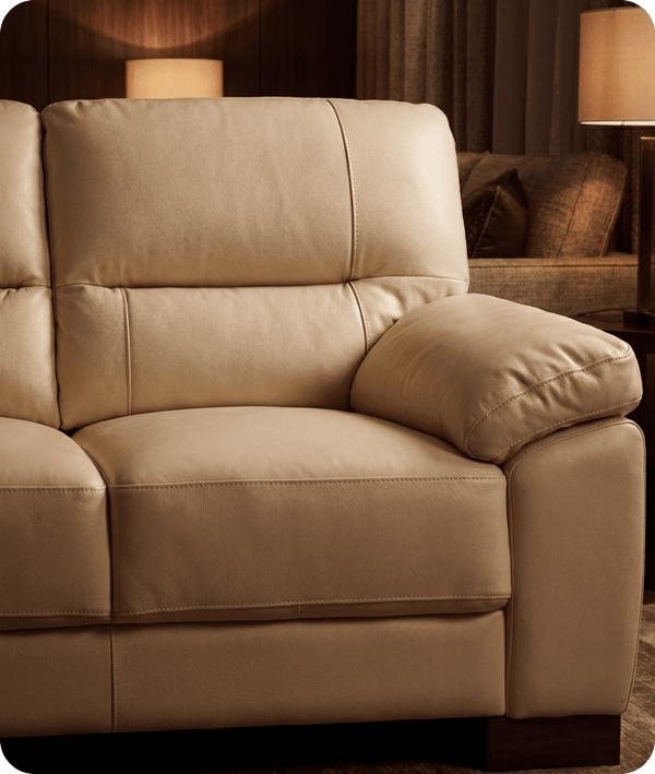 Dalmore Genuine Leather Cream 2 Seater Sofa