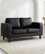 Nova Black Leather 2 Seater Sofa
