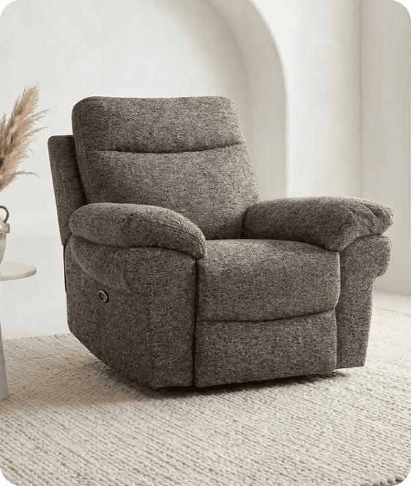 Lunaro Brown Fabric Electric Recliner Armchair