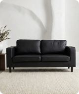 Nova Black Leather 3 Seater Sofa