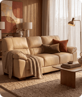 Dalmore Genuine Leather Cream 3 Seater Sofa