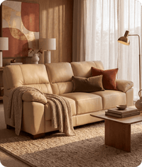 Dalmore Genuine Leather Cream 3 Seater Sofa