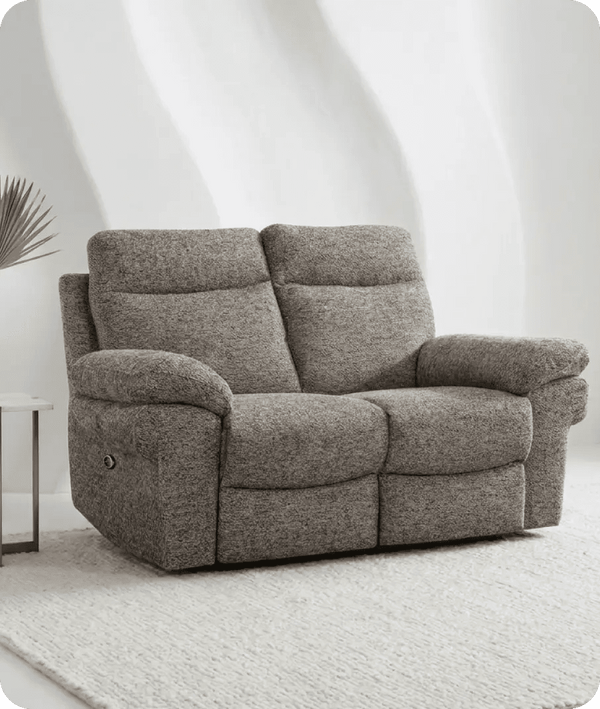 Lunaro Brown Fabric Electric Recliner 2 Seater Sofa