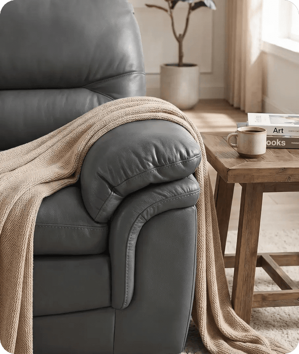 Florence Grey Leather 3 Seater Sofa