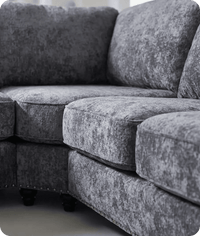 Canterbury Grey Fabric High Back Corner Sofa