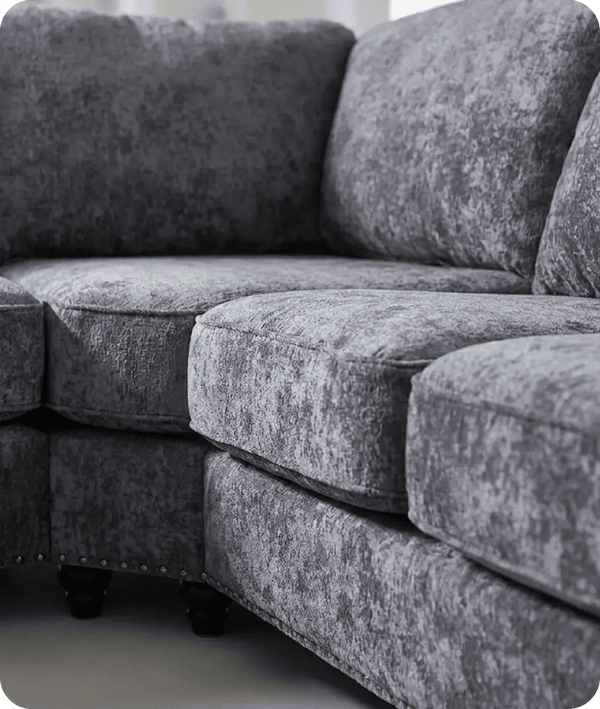 Canterbury Grey Fabric High Back Corner Sofa