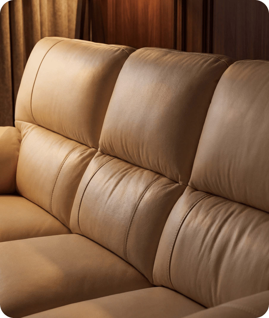 Dalmore Genuine Leather Cream 3 Seater Sofa