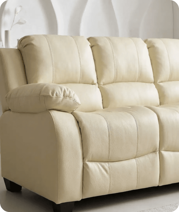 Veloura Cream Leather 3 Seater Sofa