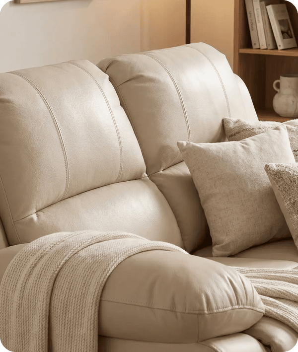 York Cream Leather 2 Seater Manual Recliner Sofa