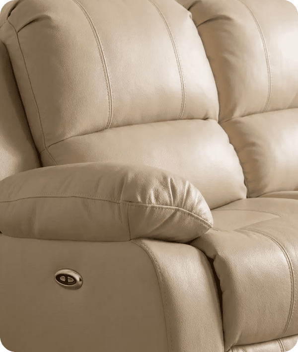 York Cream Leather Electric Recliner 2 Seater Sofa