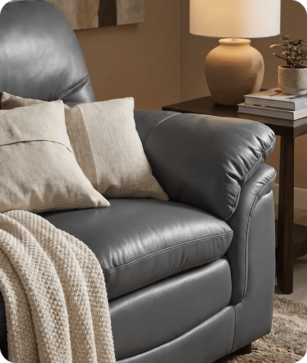 Florence Grey Leather 3 Seater Sofa