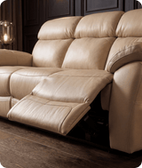 Torino Genuine Leather Cream Electric Power Recliner 3 Seater Sofa