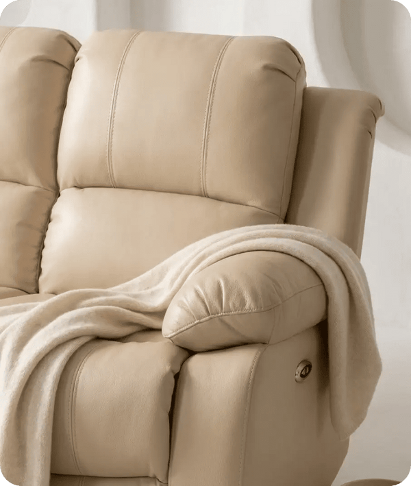 York Cream Leather Electric Recliner 2 Seater Sofa