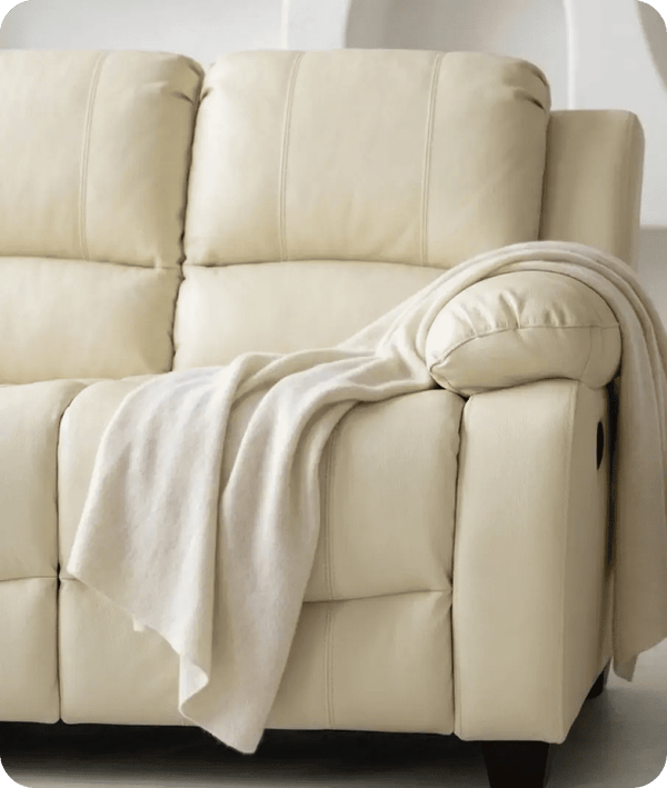 Veloura Cream Leather 3 Seater Sofa