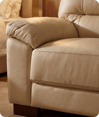 Dalmore Genuine Leather Cream 3 Seater Sofa