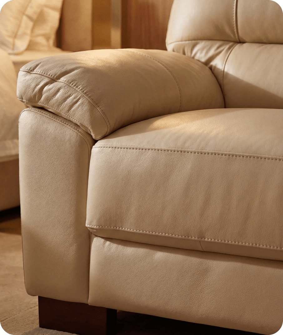 Dalmore Genuine Leather Cream 3 Seater Sofa
