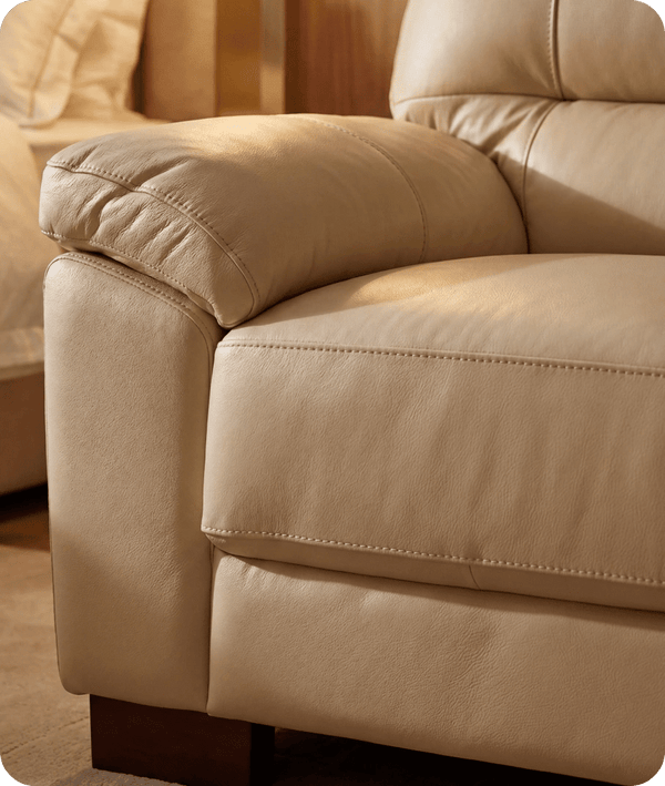 Dalmore Genuine Leather Cream 3 Seater Sofa